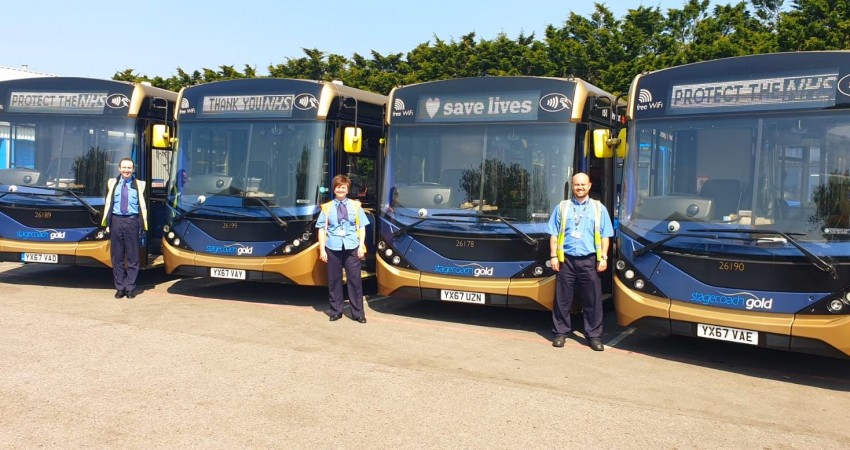 Stagecoach in South Wales displays messages of support for NHS staff on buses Stagecoach in South Wales displays messages of support for NHS staff on buses